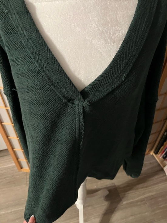 Free People Beach Alyria Solid Pullover Med Cutout Tie Sweatshirt Green Sweater - Picture 3 of 7